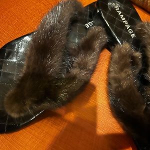 Mink thong sandals/slippers